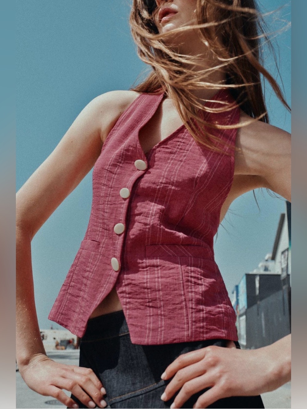 ZARA STRIPED TIE HALTER VEST NWT
Size: L * Color: PINK